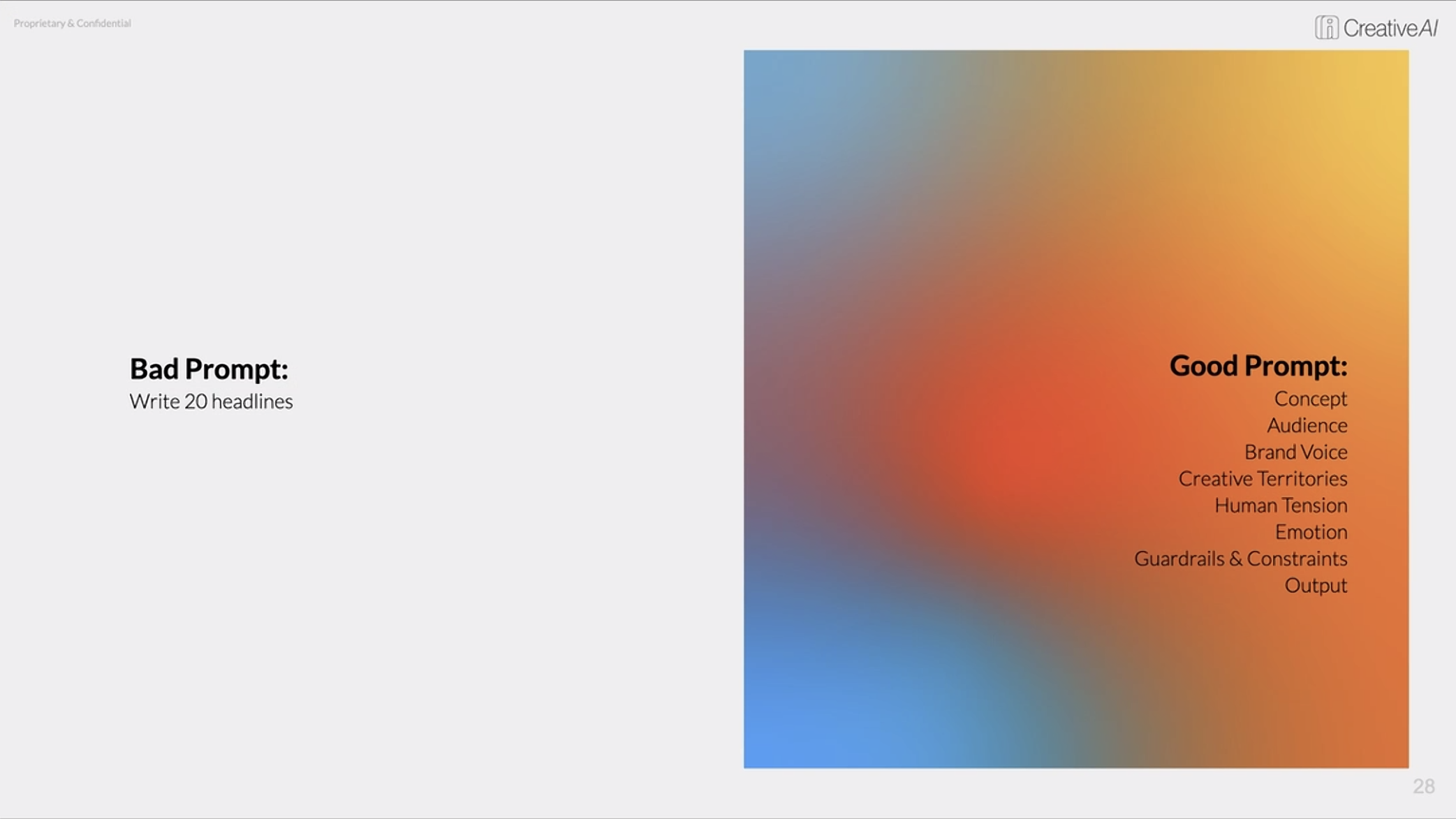 Bad prompt versus good prompt slide