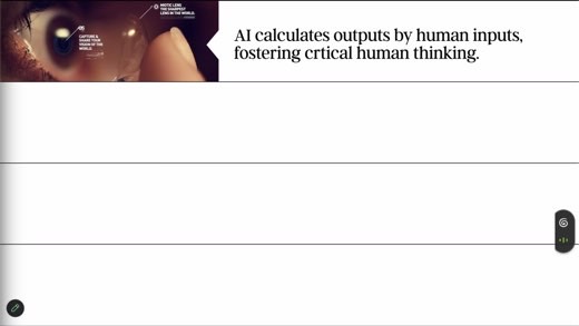 Takeaways build, first row: "AI calculates outputs by human inputs, fostering crtical human thinking."