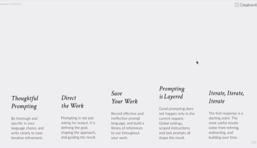Full takeaways slide adds "Iterate, Iterate, Iterate": refine, redirect, build over time
