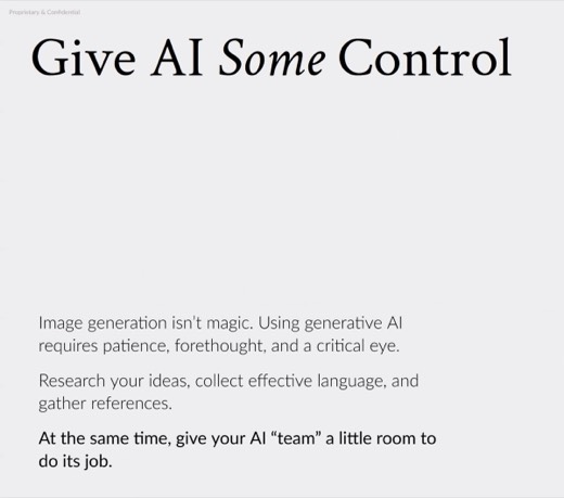 Slide "Give AI Some Control": give your AI "team" room to do its job