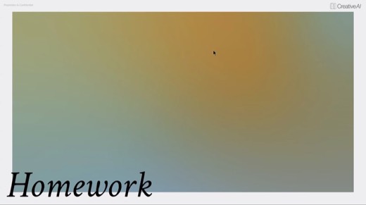 "Homework" section slide over orange-blue gradient