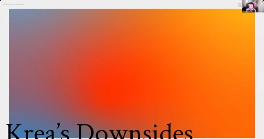 Title slide: "Krea's Downsides"