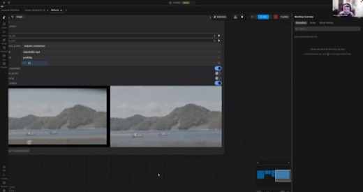 ComfyUI, video export settings (outpaint_comparison, h264-mp4, frame_rate 8), same footage
