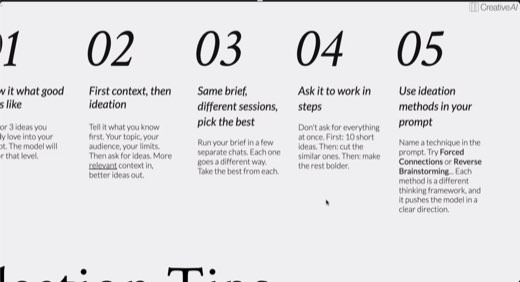 Sydney's 5 ideation tips, the whole class was told to screenshot this one