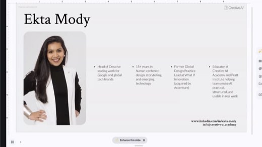Ekta Mody bio: Head of Creative for Google + global tech brands; ex Global Design Practice Lead at What If Innovation (Accenture); educator at...