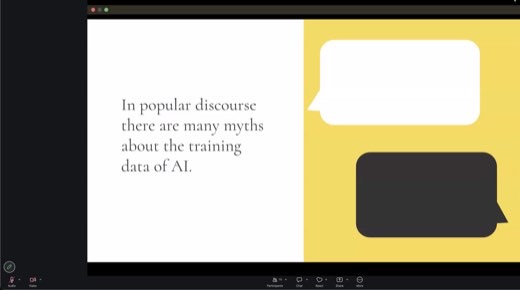 Slide: "In popular discourse there are many myths about the training data of AI."