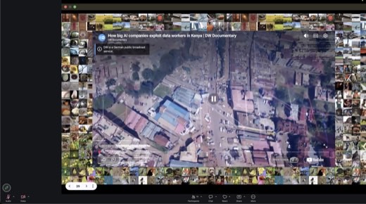 Documentary playing: aerial view of Nairobi warehouse district.