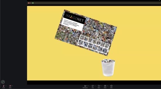 Slide: ImageNet card tossed into a trash bin. 14M pairs was far too little to build today's image models.