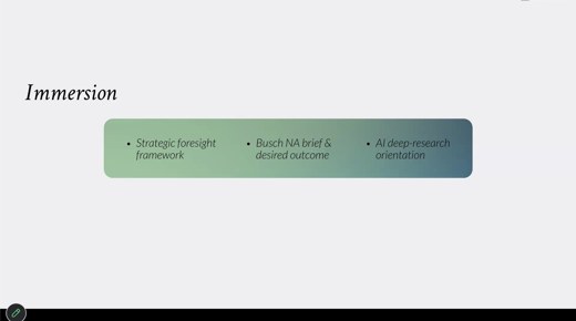 A slide titled Immersion lists three preparation topics for the exercise.