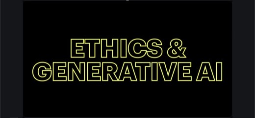 Tony Jones's title slide: "ETHICS & GENERATIVE AI" in bold yellow outline text on black, opening his lecture segment.