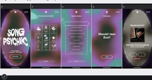 Same "Spotify Wrapped: Song Psychic" example slide held on screen.